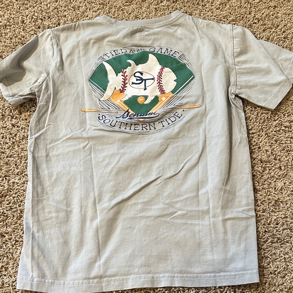 Southern Tide Boys Light Gray Short-Sleeve Baseball Graphic Tee